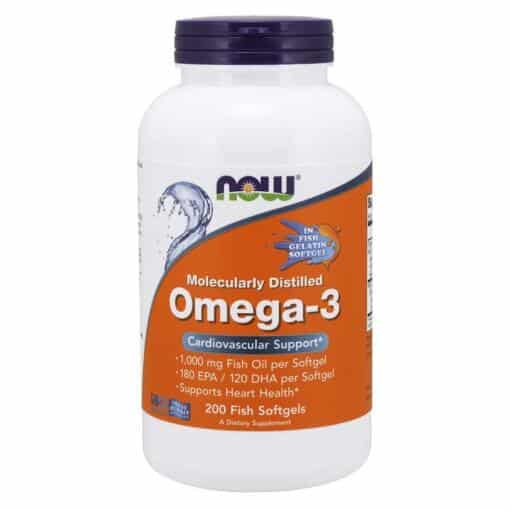 NOW Foods - Omega-3 Molecularly Distilled - 200 fish softgels