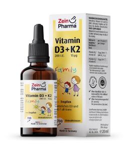 Zein Pharma - Vitamin D3 + K2 Family Drops - 20 ml.