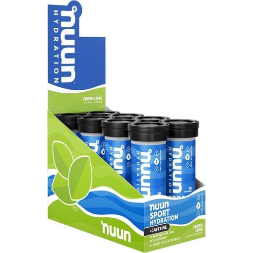 Nuun - Sport Hydration + Koffein, Frische Limette - 8 x 10 Zählröhrchen