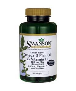 Swanson - Omega-3 Fischöl mit Vitamin D - 60 Weichgelatinekapseln